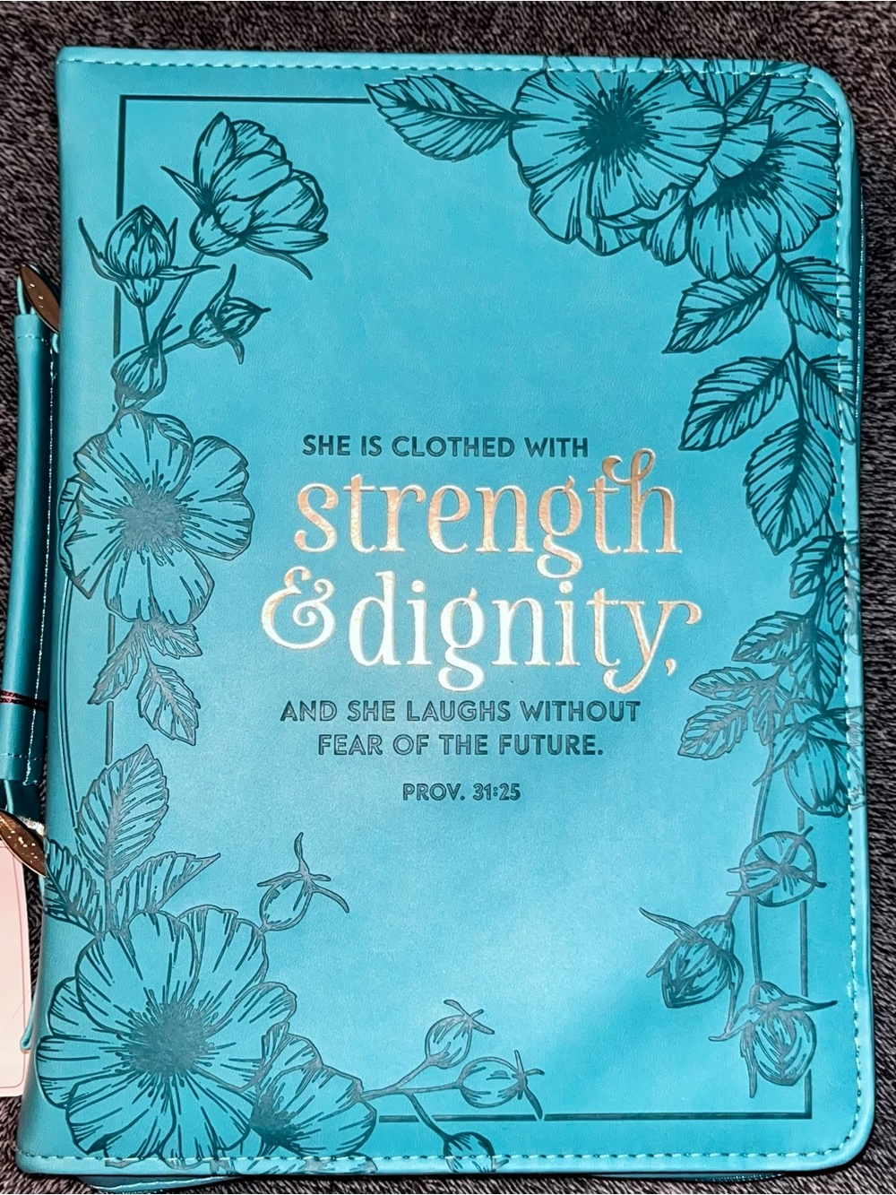 Extra Large Teal Bible Cover Durable Faux Leather with Scripture Accents